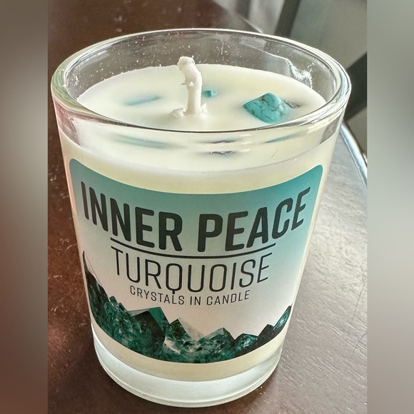 Candle with essential oils Orange & ylang ylang with turquoise crystals - Picture 1 of 4